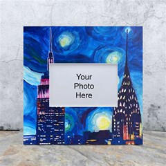 Starry Night In New York Van Gogh Manhattan Chrysler Building And Empire State Building White Box Photo Frame 4  X 6  by Modalart