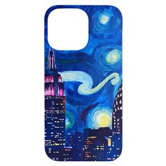 Starry Night In New York Van Gogh Manhattan Chrysler Building And Empire State Building Iphone 14 Pro Max Black Uv Print Case by Modalart