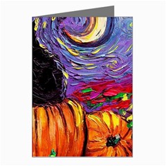 Halloween Art Starry Night Hallows Eve Black Cat Pumpkin Greeting Cards (pkg Of 8) by Modalart