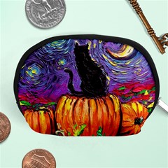 Halloween Art Starry Night Hallows Eve Black Cat Pumpkin Accessory Pouch (medium) by Modalart