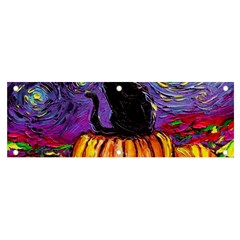 Halloween Art Starry Night Hallows Eve Black Cat Pumpkin Banner And Sign 6  X 2  by Modalart