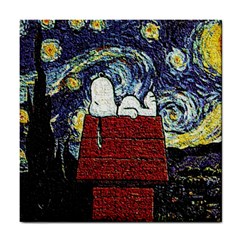 Cartoon Dog House Van Gogh Tile Coaster by Modalart