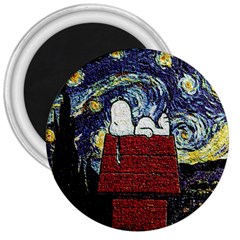 Cartoon Dog House Van Gogh 3  Magnets by Modalart