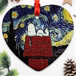 Cartoon Dog House Van Gogh Ornament (Heart) Front