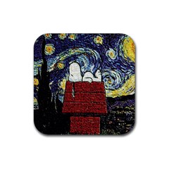 Cartoon Dog House Van Gogh Rubber Coaster (square) by Modalart