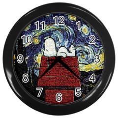 Cartoon Dog House Van Gogh Wall Clock (black) by Modalart