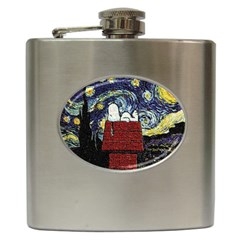 Cartoon Dog House Van Gogh Hip Flask (6 Oz) by Modalart