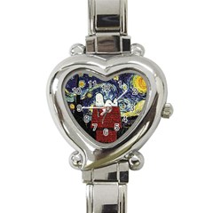 Cartoon Dog House Van Gogh Heart Italian Charm Watch by Modalart