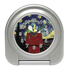 Cartoon Dog House Van Gogh Travel Alarm Clock by Modalart