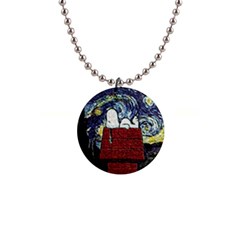 Cartoon Dog House Van Gogh 1  Button Necklace by Modalart