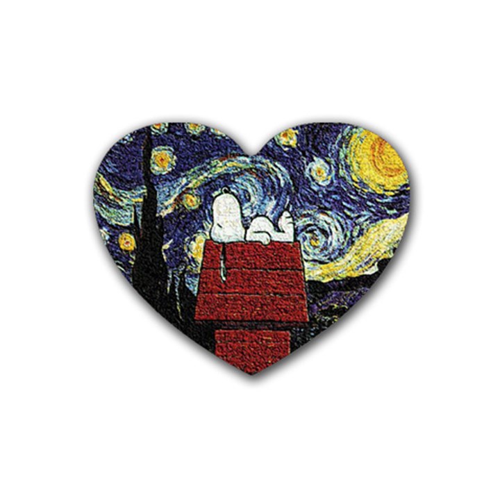 Cartoon Dog House Van Gogh Rubber Coaster (Heart)