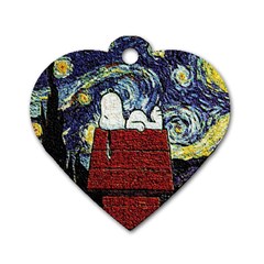 Cartoon Dog House Van Gogh Dog Tag Heart (one Side) by Modalart