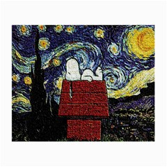 Cartoon Dog House Van Gogh Small Glasses Cloth (2 Sides) by Modalart