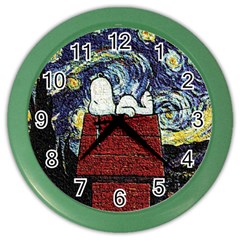 Cartoon Dog House Van Gogh Color Wall Clock by Modalart