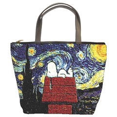 Cartoon Dog House Van Gogh Bucket Bag by Modalart