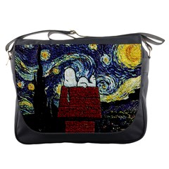 Cartoon Dog House Van Gogh Messenger Bag by Modalart