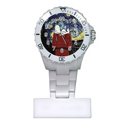 Cartoon Dog House Van Gogh Plastic Nurses Watch by Modalart