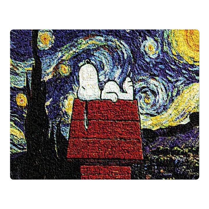 Cartoon Dog House Van Gogh Two Sides Premium Plush Fleece Blanket (Large)