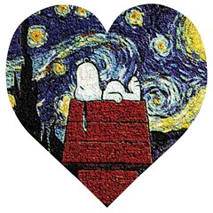 Cartoon Dog House Van Gogh Wooden Puzzle Heart by Modalart