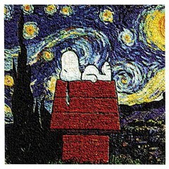 Cartoon Dog House Van Gogh Wooden Puzzle Square by Modalart