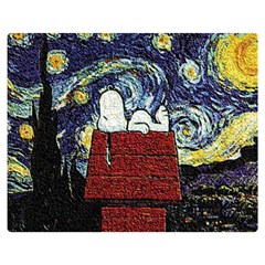 Cartoon Dog House Van Gogh Premium Plush Fleece Blanket (Medium)