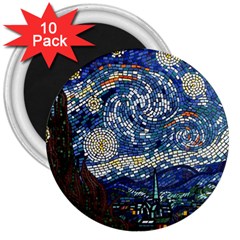 Mosaic Art Vincent Van Gogh Starry Night 3  Magnets (10 Pack)  by Modalart