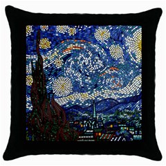 Mosaic Art Vincent Van Gogh Starry Night Throw Pillow Case (black) by Modalart