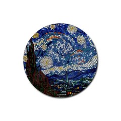 Mosaic Art Vincent Van Gogh Starry Night Rubber Coaster (round) by Modalart