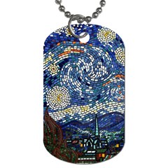 Mosaic Art Vincent Van Gogh Starry Night Dog Tag (two Sides) by Modalart