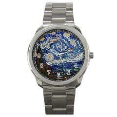 Mosaic Art Vincent Van Gogh Starry Night Sport Metal Watch by Modalart