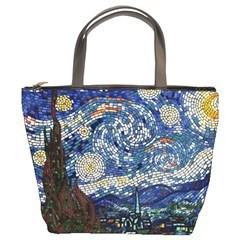 Mosaic Art Vincent Van Gogh Starry Night Bucket Bag by Modalart