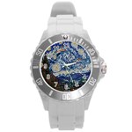 Mosaic Art Vincent Van Gogh Starry Night Round Plastic Sport Watch (L) Front