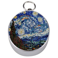 Mosaic Art Vincent Van Gogh Starry Night Silver Compasses by Modalart