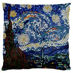 Mosaic Art Vincent Van Gogh Starry Night Large Premium Plush Fleece Cushion Case (one Side) by Modalart