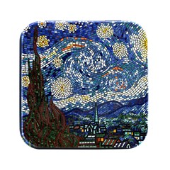 Mosaic Art Vincent Van Gogh Starry Night Square Metal Box (black) by Modalart