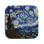 Mosaic Art Vincent Van Gogh Starry Night Square Metal Box (Black) Front