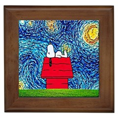 Cartoon Dog Starry Night Van Gogh Parody Framed Tile by Modalart