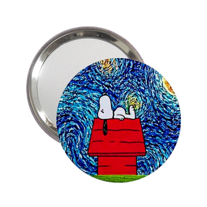 Cartoon Dog Starry Night Van Gogh Parody 2.25  Handbag Mirrors