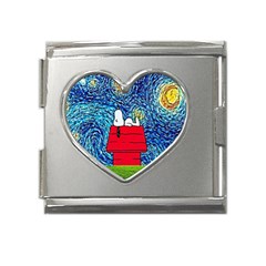 Cartoon Dog Starry Night Van Gogh Parody Mega Link Heart Italian Charm (18mm) by Modalart