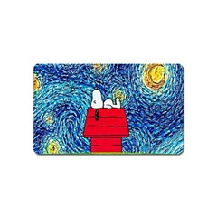 Cartoon Dog Starry Night Van Gogh Parody Magnet (name Card) by Modalart