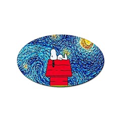 Cartoon Dog Starry Night Van Gogh Parody Sticker Oval (10 Pack) by Modalart