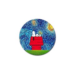 Cartoon Dog Starry Night Van Gogh Parody Golf Ball Marker by Modalart