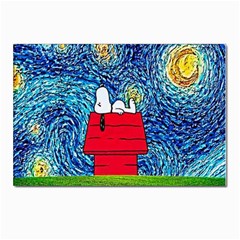 Cartoon Dog Starry Night Van Gogh Parody Postcard 4 x 6  (pkg Of 10) by Modalart