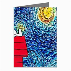 Cartoon Dog Starry Night Van Gogh Parody Greeting Card by Modalart