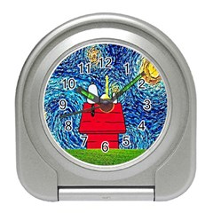 Cartoon Dog Starry Night Van Gogh Parody Travel Alarm Clock by Modalart