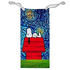 Cartoon Dog Starry Night Van Gogh Parody Jewelry Bag by Modalart