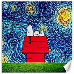 Cartoon Dog Starry Night Van Gogh Parody Canvas 16  X 16  by Modalart