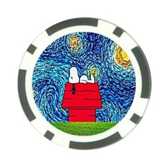 Cartoon Dog Starry Night Van Gogh Parody Poker Chip Card Guard by Modalart