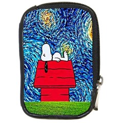 Cartoon Dog Starry Night Van Gogh Parody Compact Camera Leather Case by Modalart