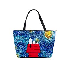 Cartoon Dog Starry Night Van Gogh Parody Classic Shoulder Handbag by Modalart